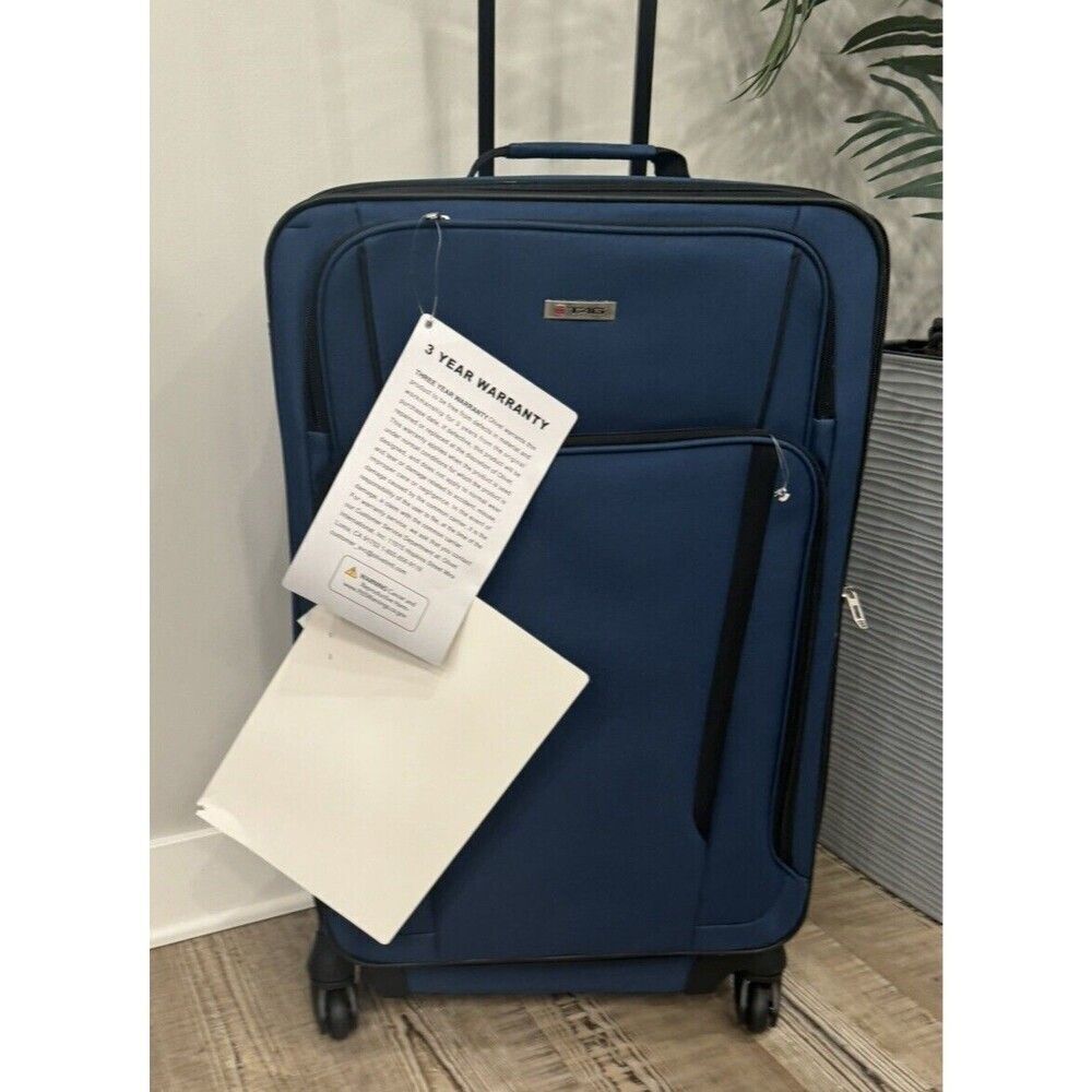 $239 TAG Freehold 28”Softside Spinner Luggage Suitcase DEEP BLUE travel bag - Picture 3 of 15